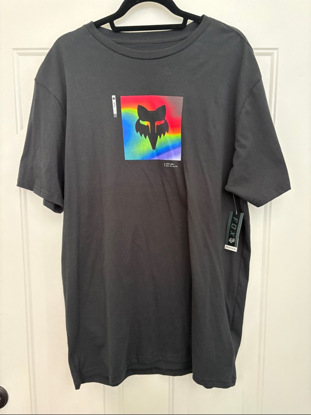 Fox Men’s Charcoal Short-Sleeve Tee with Rainbow Graphic